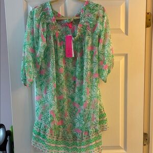 Lilly Pulitzer Green and Pink Floral Tunic